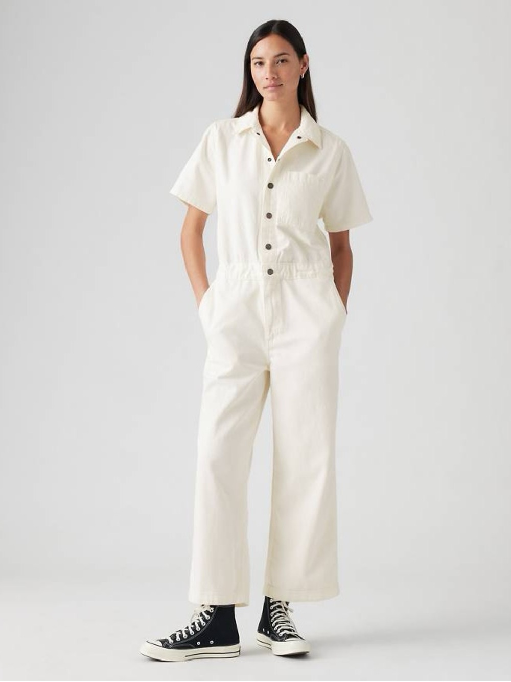 Levi’s Short Sleeve Heritage Lightweight Denim Jumpsuit White XL
